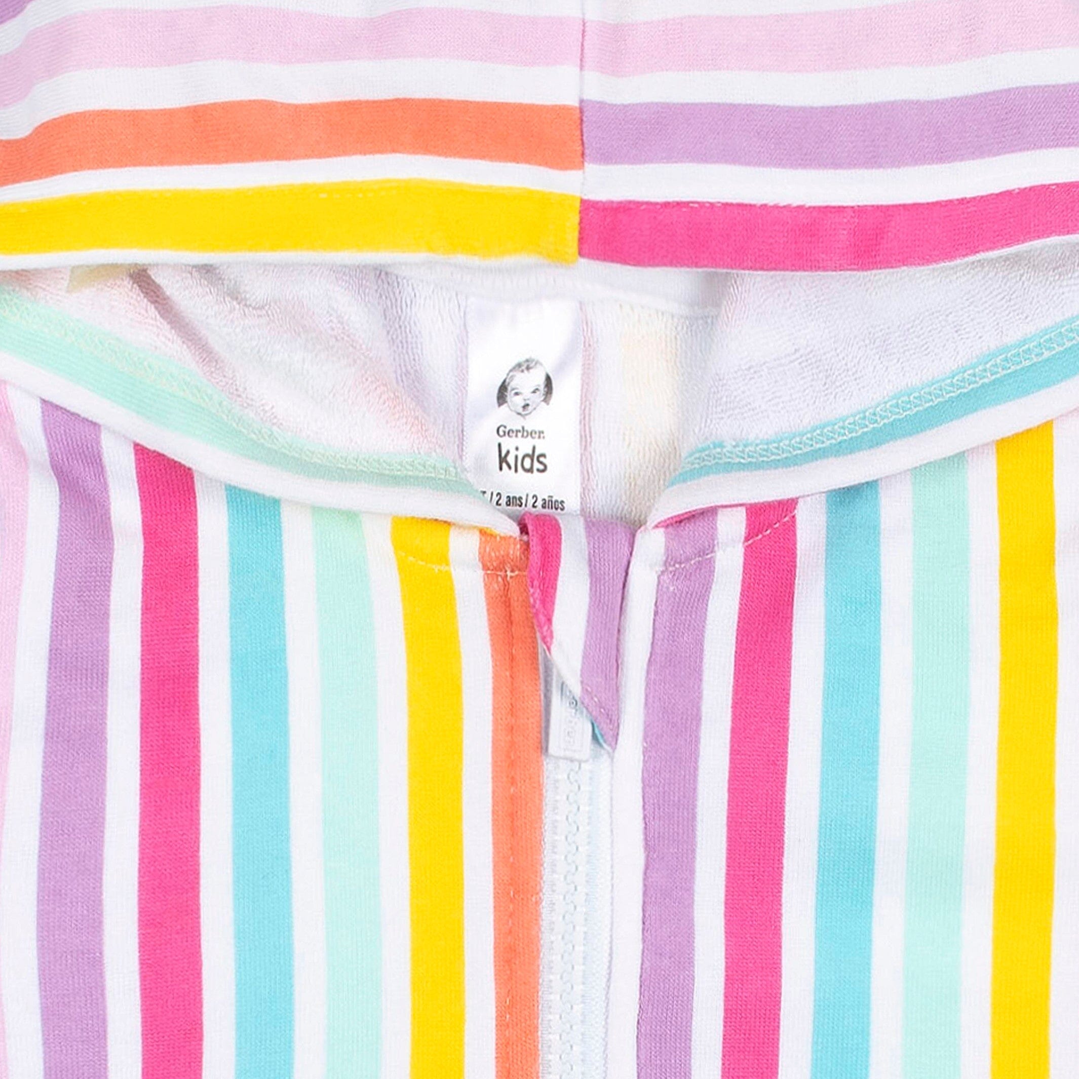 Baby & Toddler Girls Rainbow Hooded Zip Front Terry Coverup