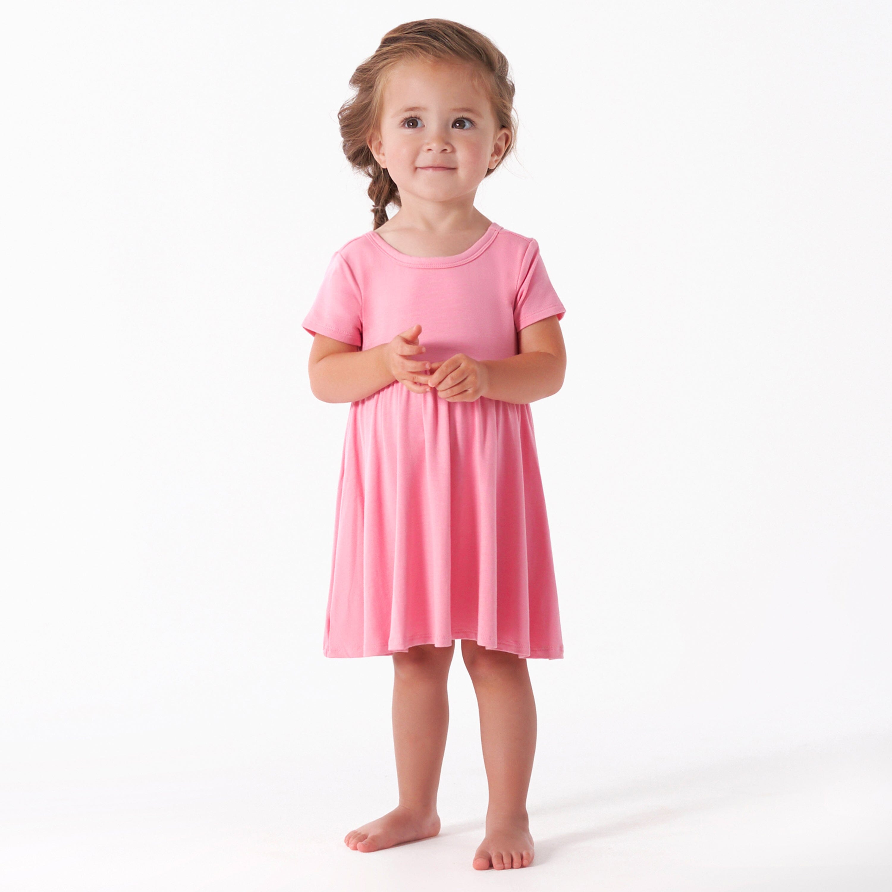 Infant & Toddler Girls Pink Lemonade Buttery Soft Viscose Made from Eucalyptus Twirl Dress