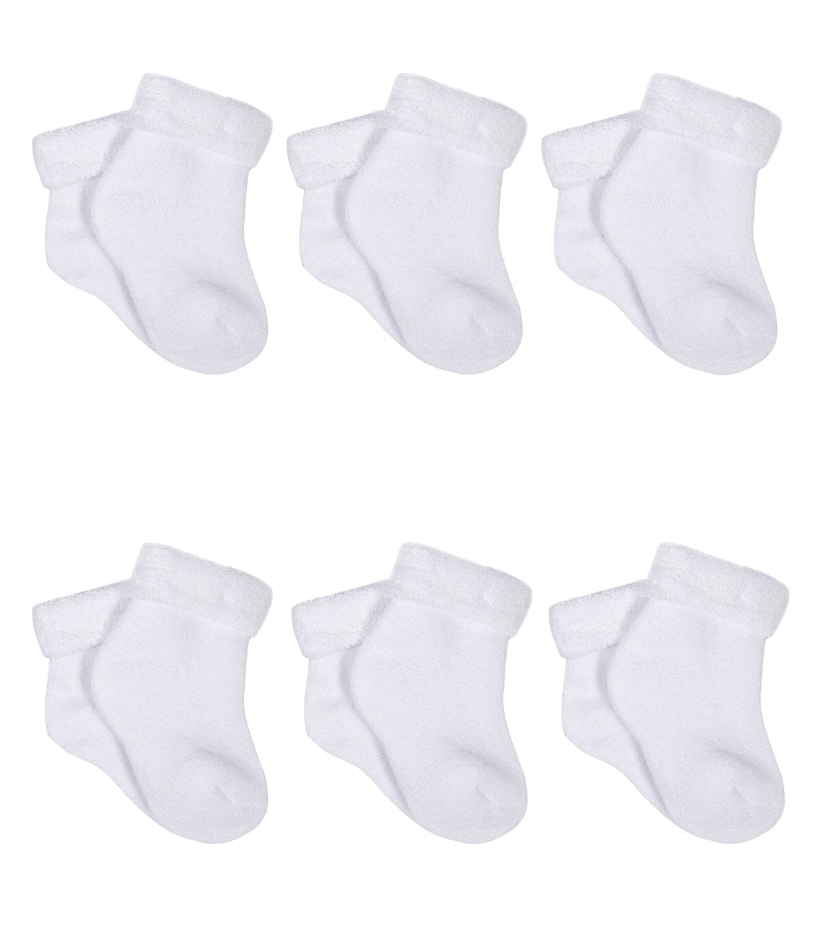 6-Pack Organic Baby Neutral White Wiggle Proof® Ankle Bootie Socks