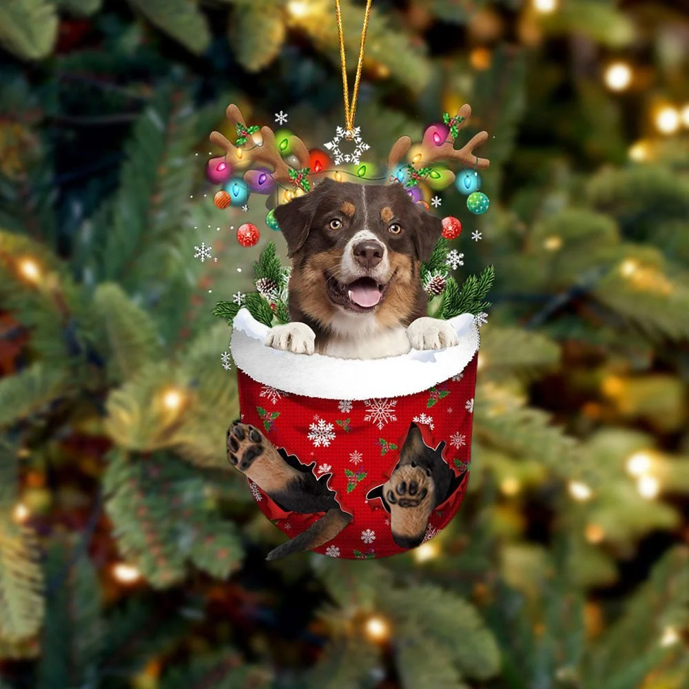 Australian Shepherd 3 In Snow Pocket Ornament