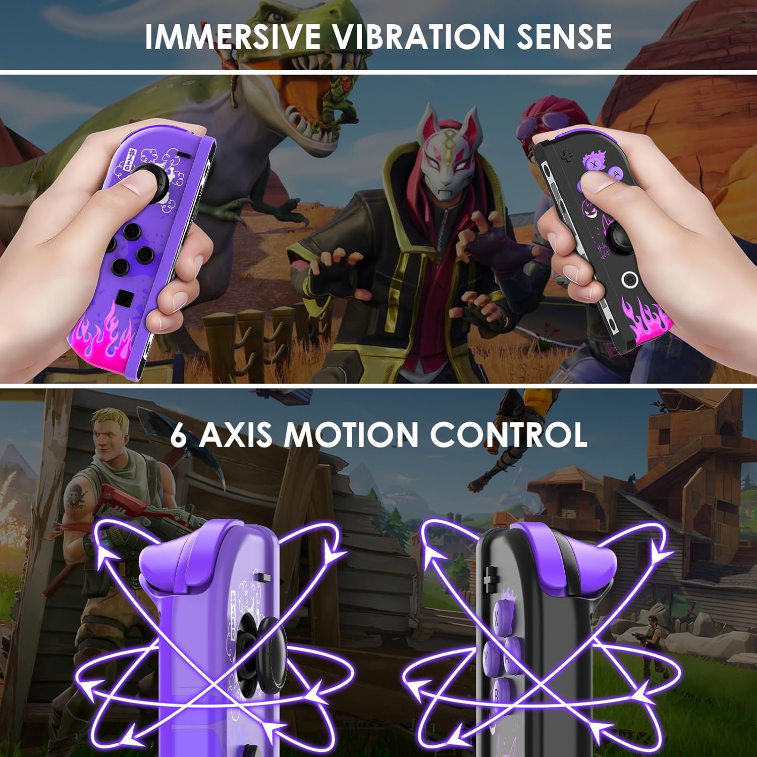 Wireless Switch Controller, Pair of Joypad L/R Joycons Compatibility with Nintendo Switch/Switch OLED/Switch Lite, Dual Vibration/6 Axis Gyro/Motion Control/Wake-up