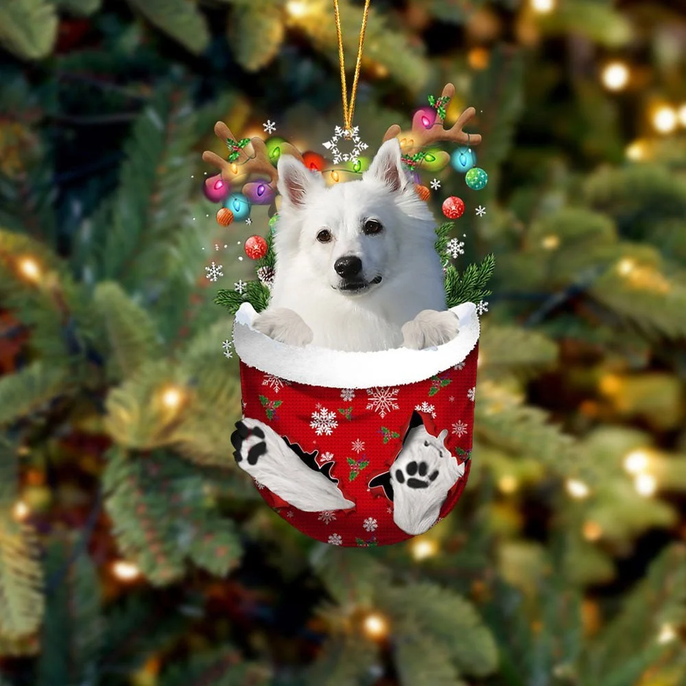 American Eskimo In Snow Pocket Ornament