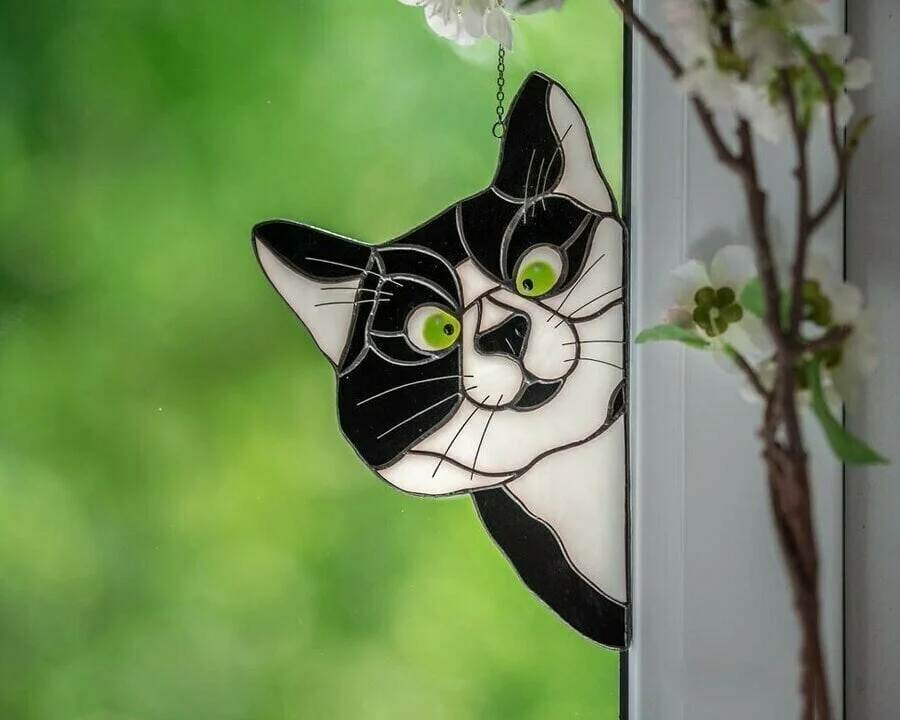 🔥Buy 2 Get 1 Free😻Handmade Stain Cat Suncatcher For Window