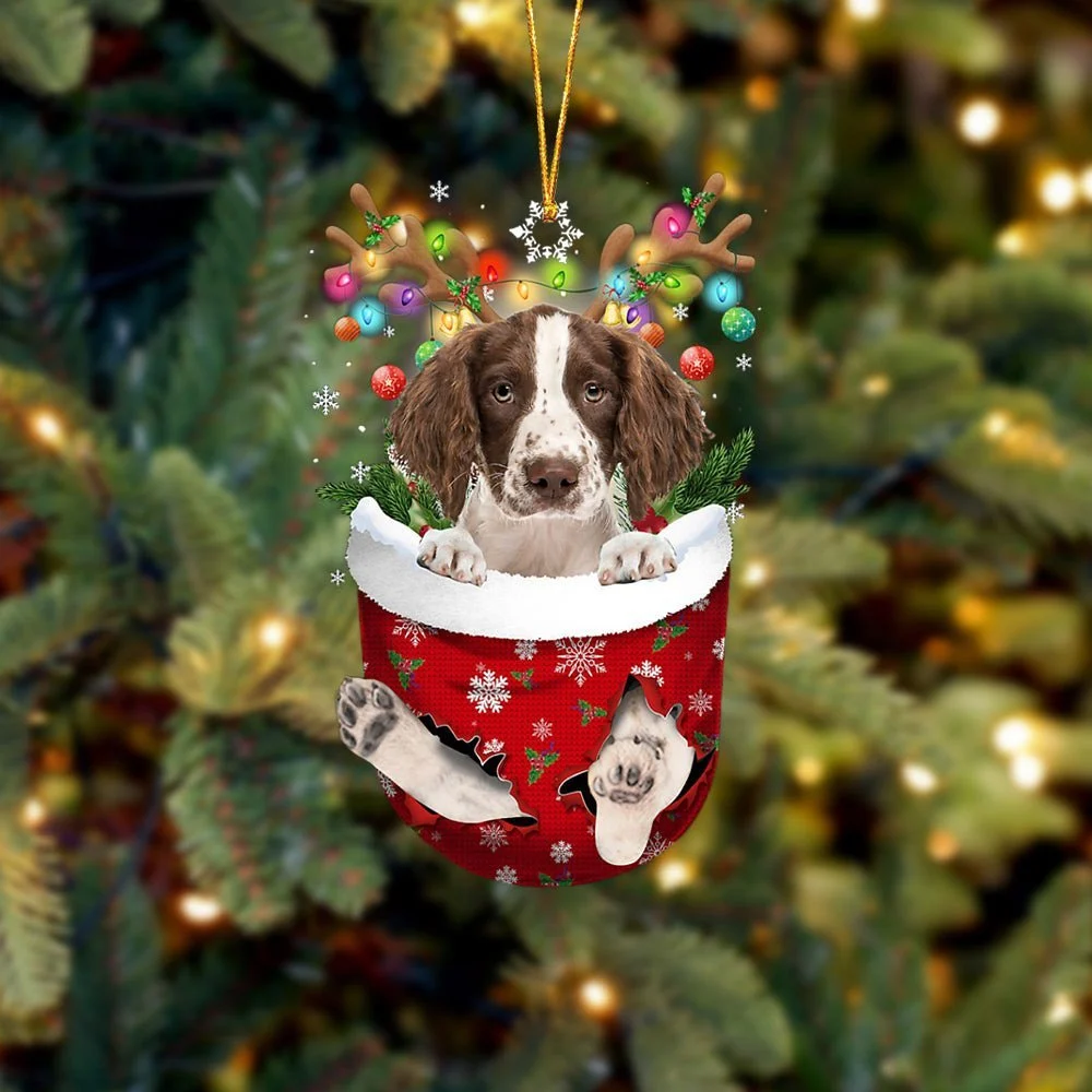 English Springer Spaniel In Snow Pocket Ornament
