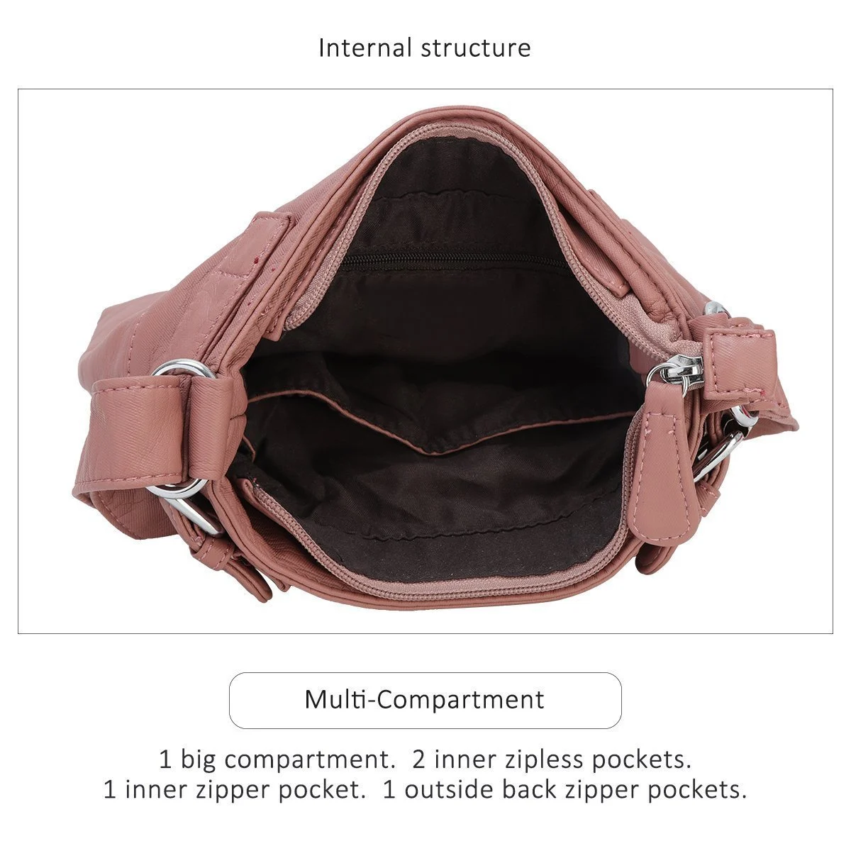 (New Promotion- Save 49% Off) Multi-Pocket Crossbody Bag Soft Leather Shoulder Purse Bag