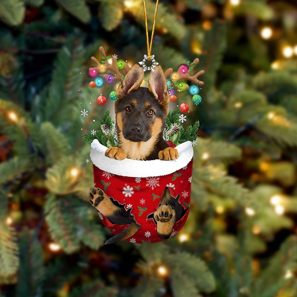 German Shepherd In Snow Pocket Ornament