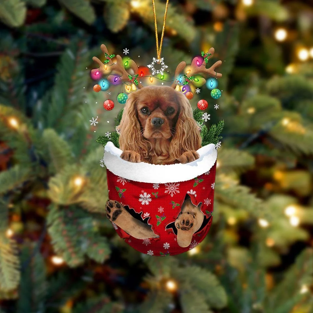 Cavalier King Charles Spaniel 4 In Snow Pocket Ornament