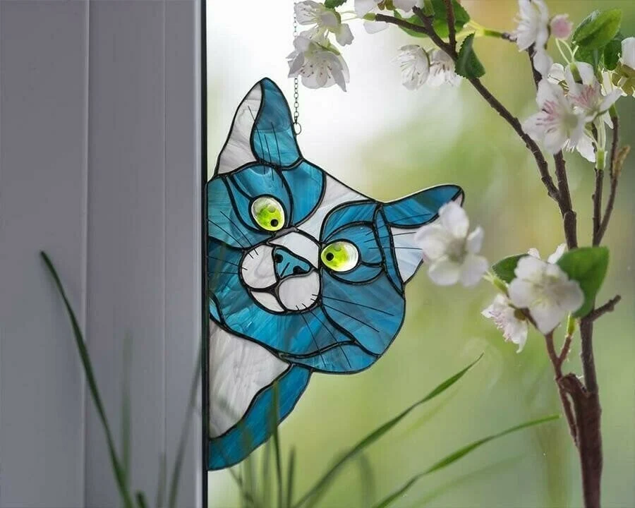 🔥Buy 2 Get 1 Free😻Handmade Stain Cat Suncatcher For Window
