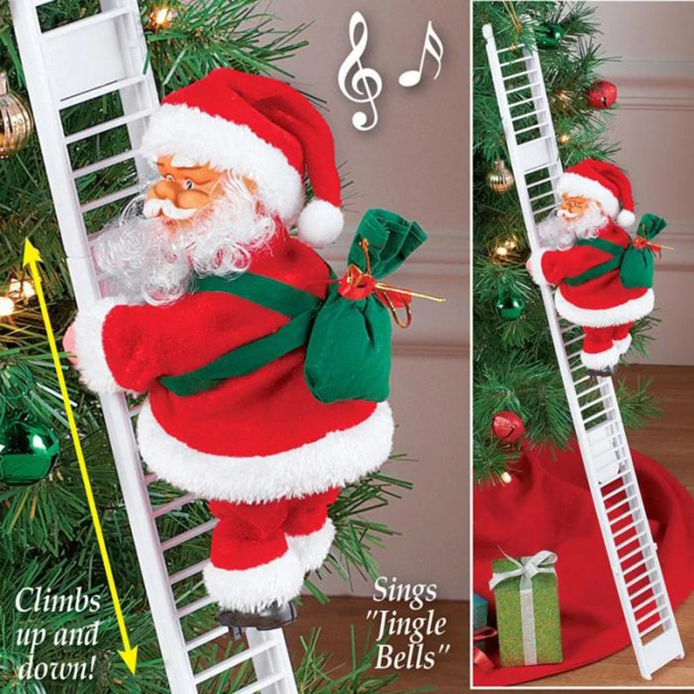 🎄 Electric Santa Claus - white climbing ladder