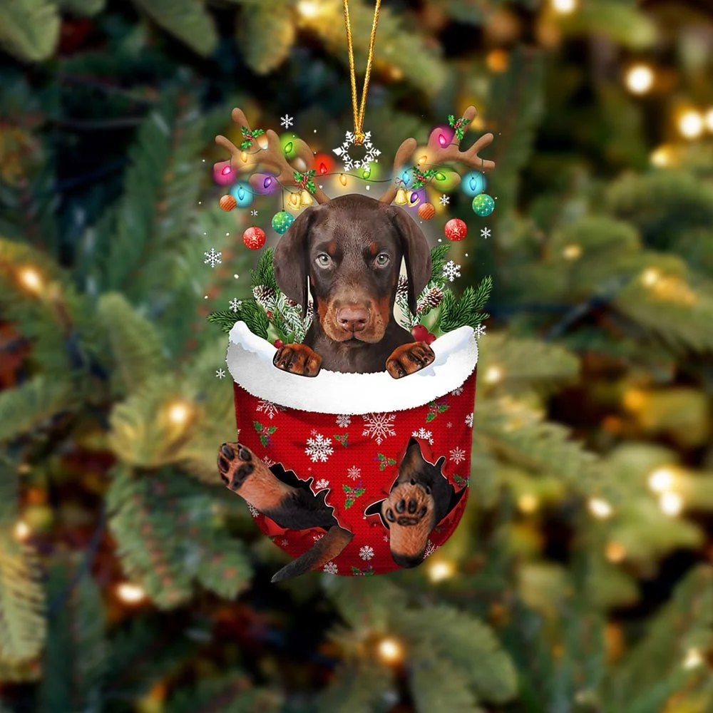 Dobermann In Snow Pocket Ornament
