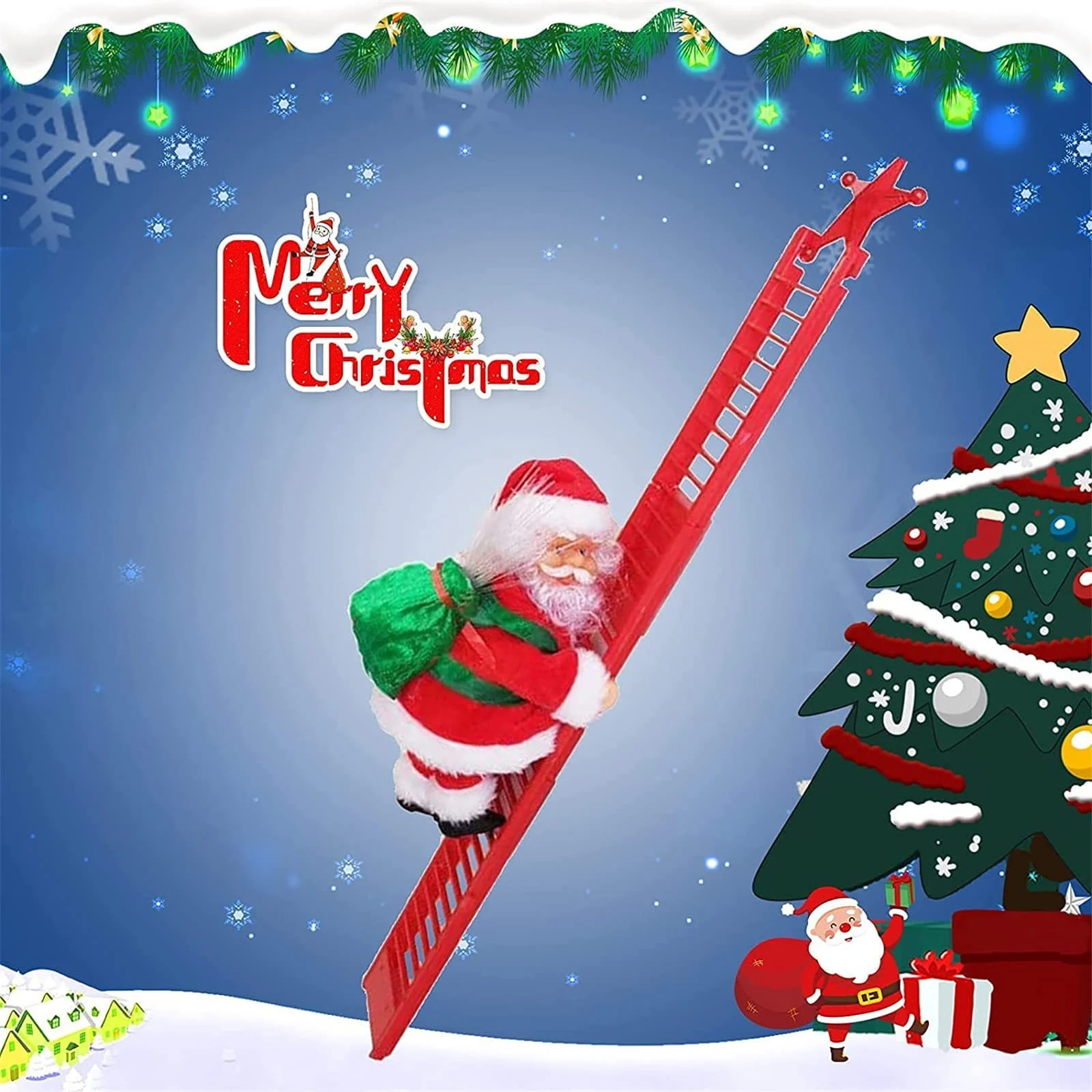 🎄Electric Santa Claus - red climbing ladder