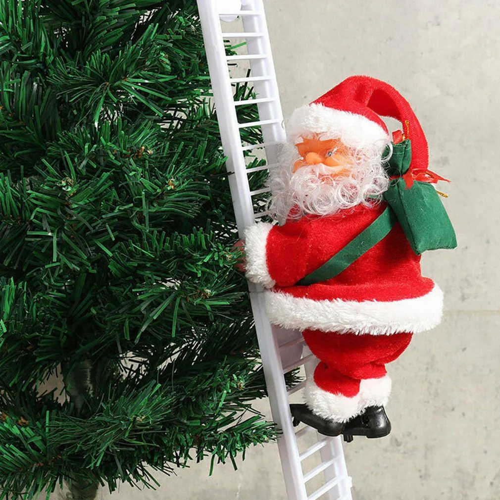 🎄 Electric Santa Claus - white climbing ladder