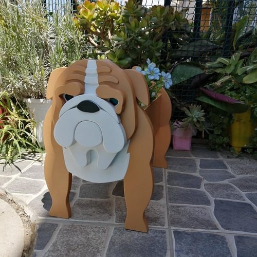 English Bulldog Brown Pet Planter