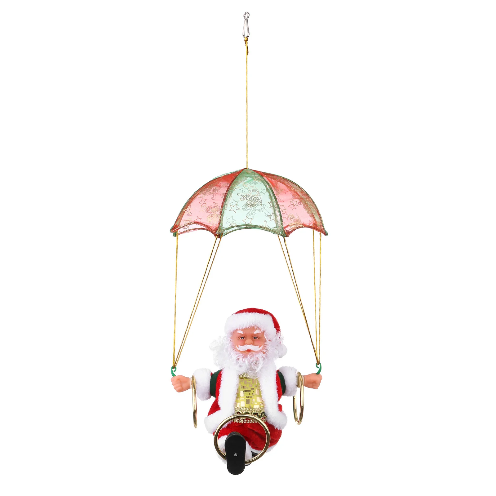 🎄Electric Santa Claus - turning the foot ring on the parachute