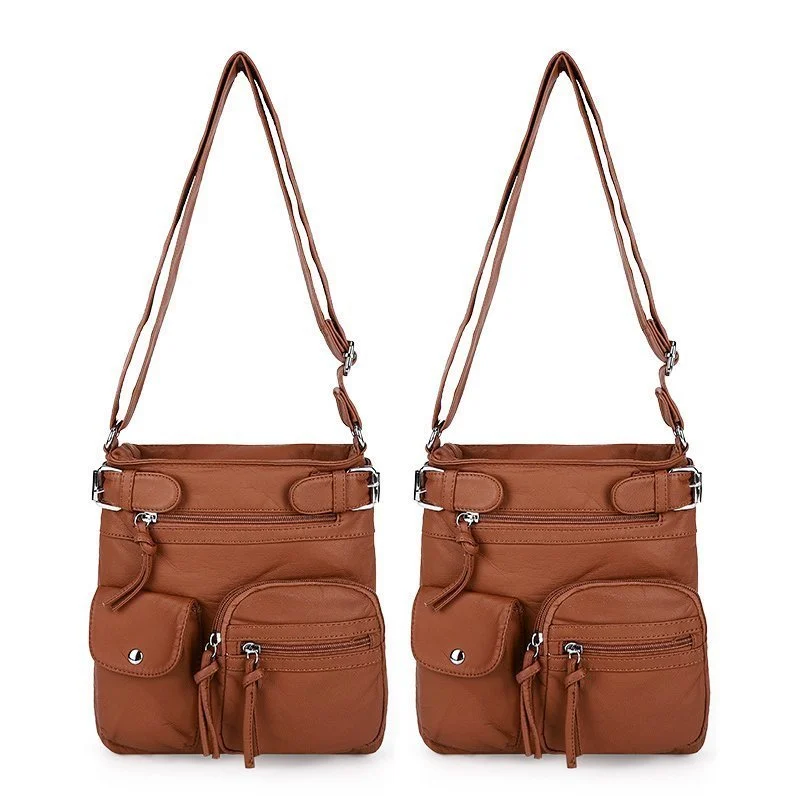 (New Promotion- Save 49% Off) Multi-Pocket Crossbody Bag Soft Leather Shoulder Purse Bag