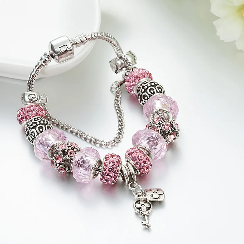 Love Series Key Lock Charm Bracelet