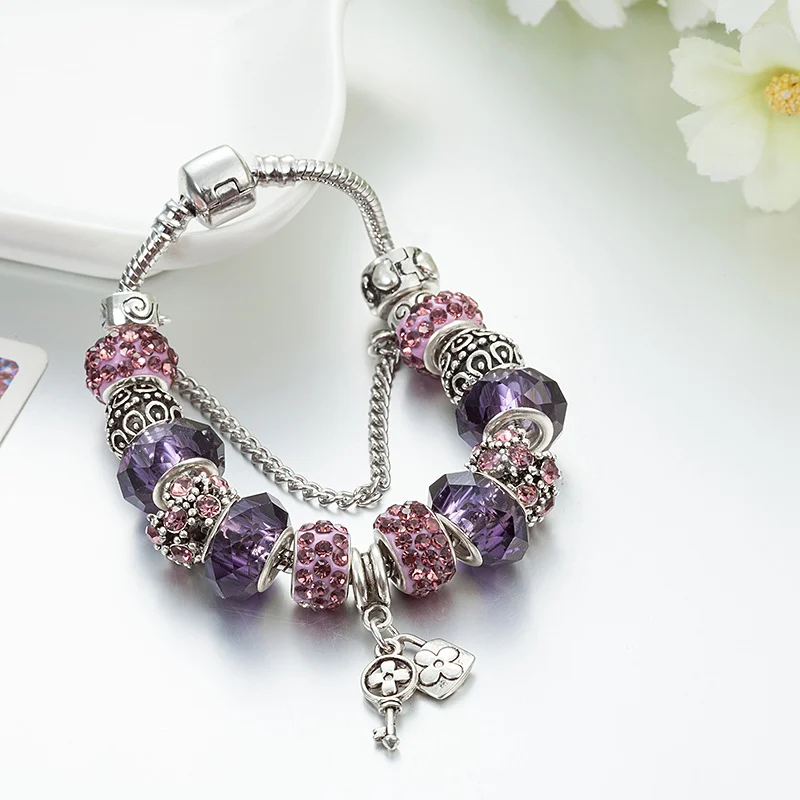 Love Series Key Lock Charm Bracelet