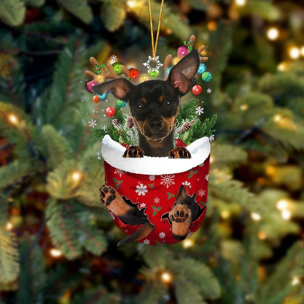 Miniature Pinscher 2 In Snow Pocket Ornament