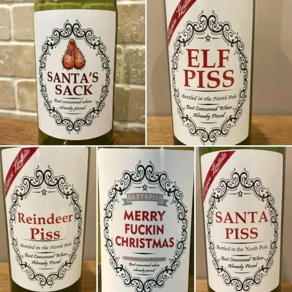 🎄Early Christmas Sale- 48% OFF🎄Christmas Funny Novelty Bottle Labels(5PCS)