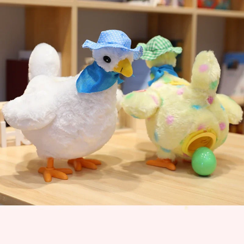 🐓2026 new style Easter plush toys lay eggs musical chicken