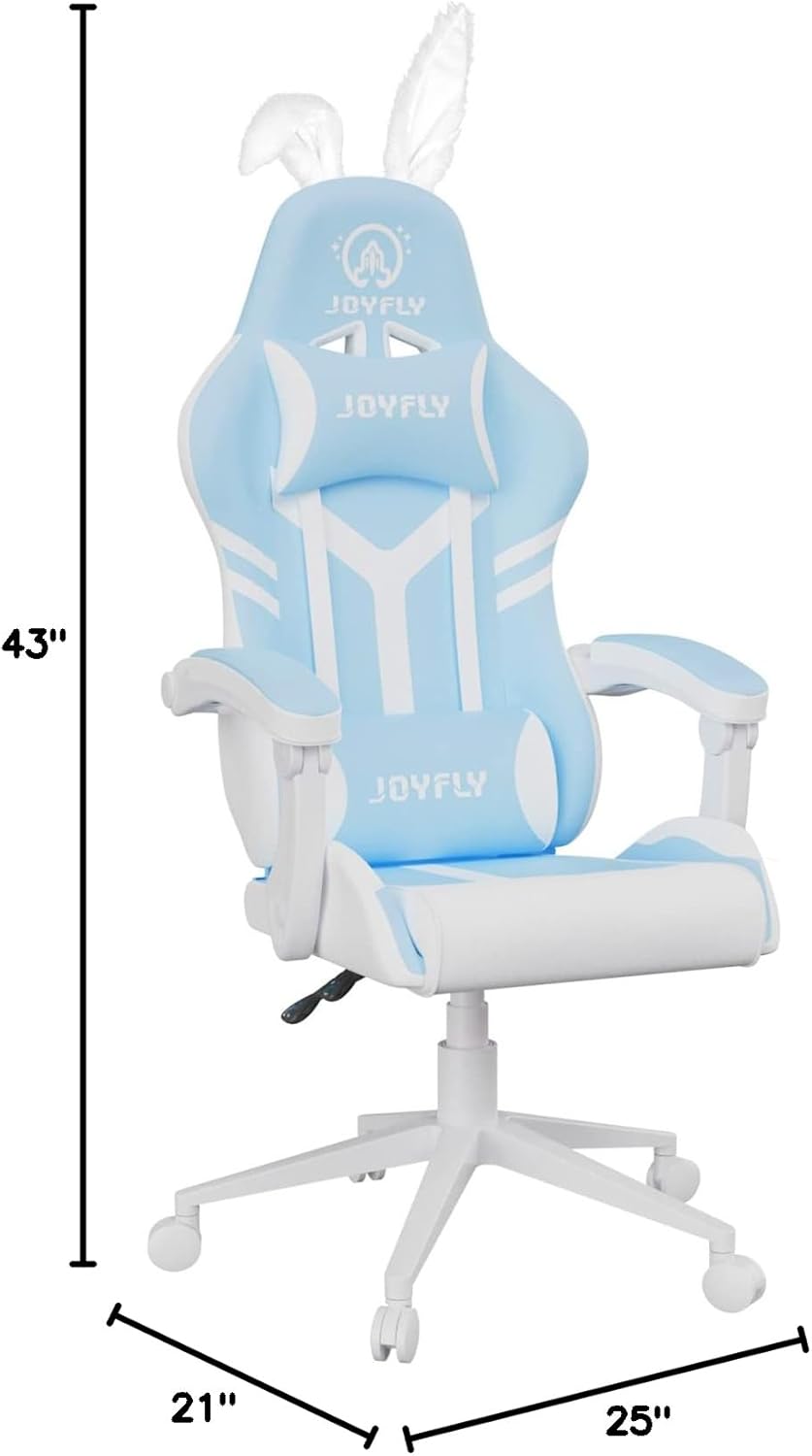 JOYFLY Gaming Chair for Adults, Gaming Chair Gamer Chair for Ergonomic Rotatable PC Computer Chair with Padded Armrests, for Boys Adults Teens(Black-White)