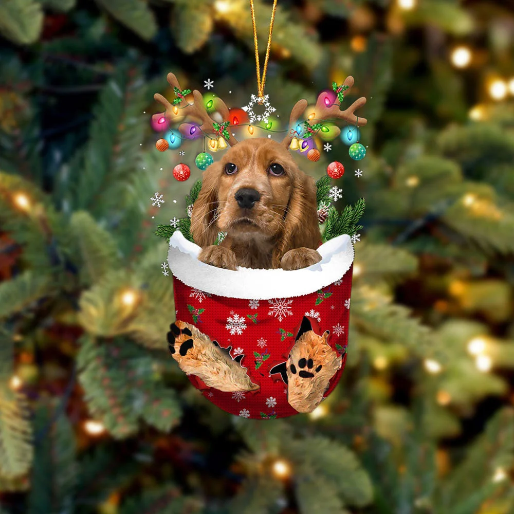 English Cocker Spaniel In Snow Pocket Ornament