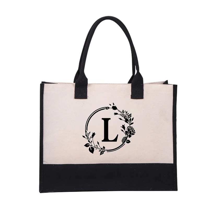 🔥Last Day 49% Off🔥Initial Sackcloth Tote Bag with Zipper Pocket