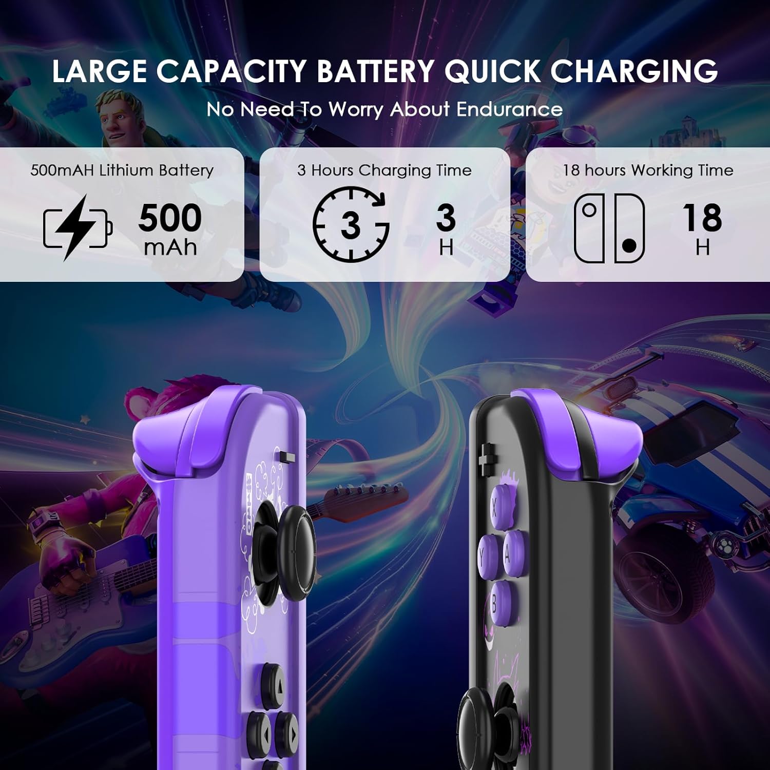 Wireless Switch Controller, Pair of Joypad L/R Joycons Compatibility with Nintendo Switch/Switch OLED/Switch Lite, Dual Vibration/6 Axis Gyro/Motion Control/Wake-up