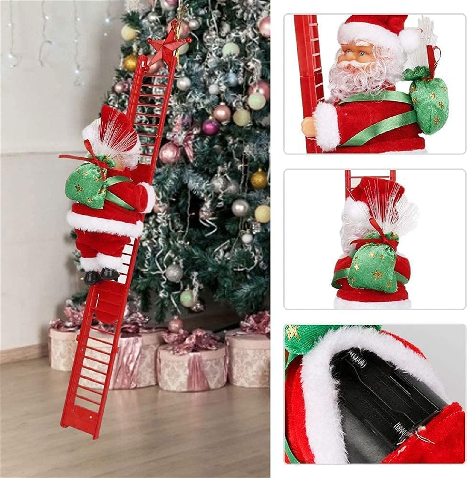 🎄Electric Santa Claus - red climbing ladder