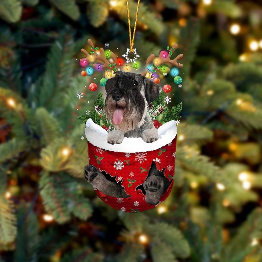 Standard Schnauzer In Snow Pocket Ornament