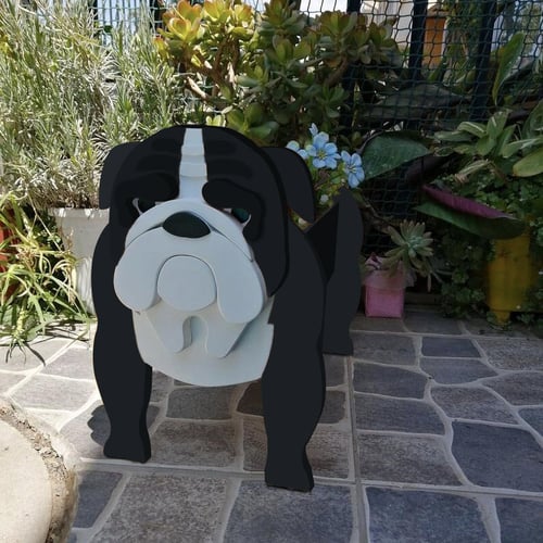 Bulldog-Black Pet Planter