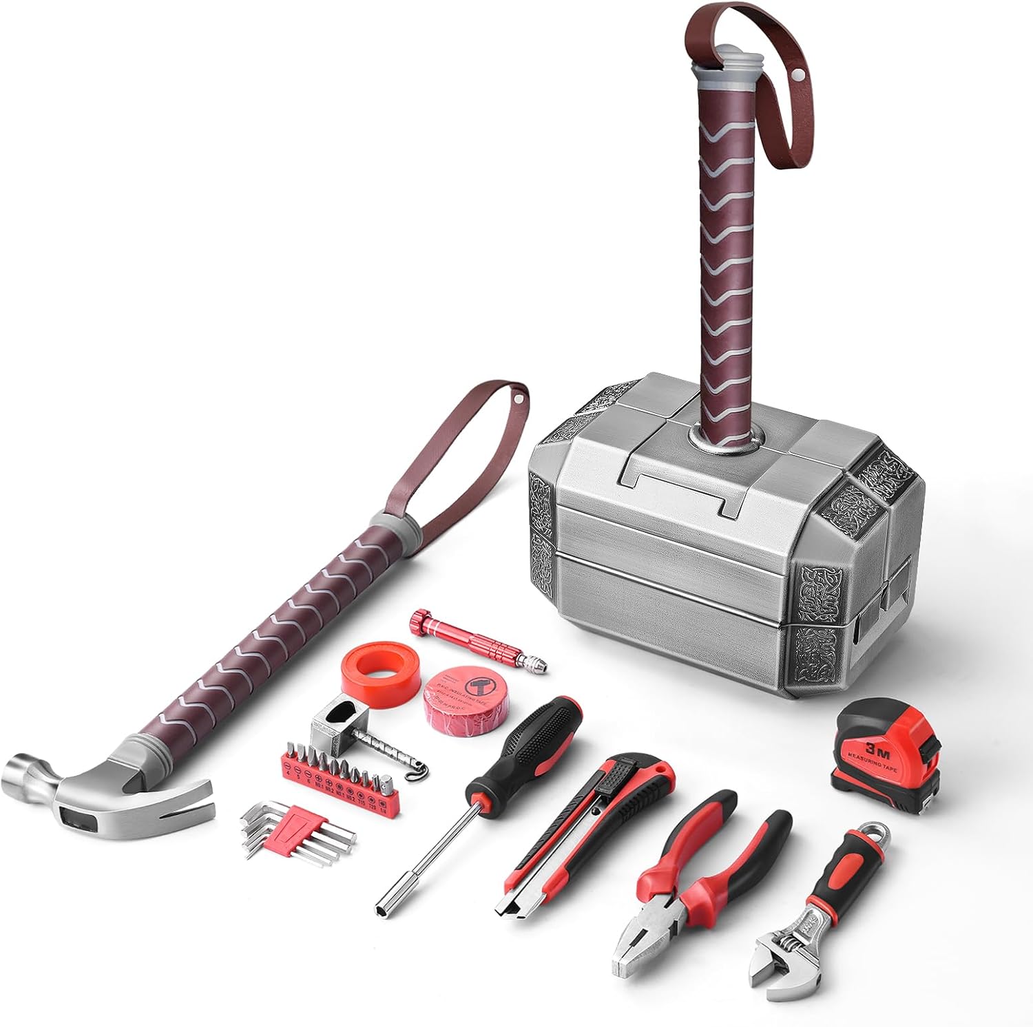 Thor Hammer Tool Box Household Tool Kit Set Thor's Mjolnir Hammer Tool Kit Set Home Repair Tool Set Marvel Gift Holiday Gift for Men