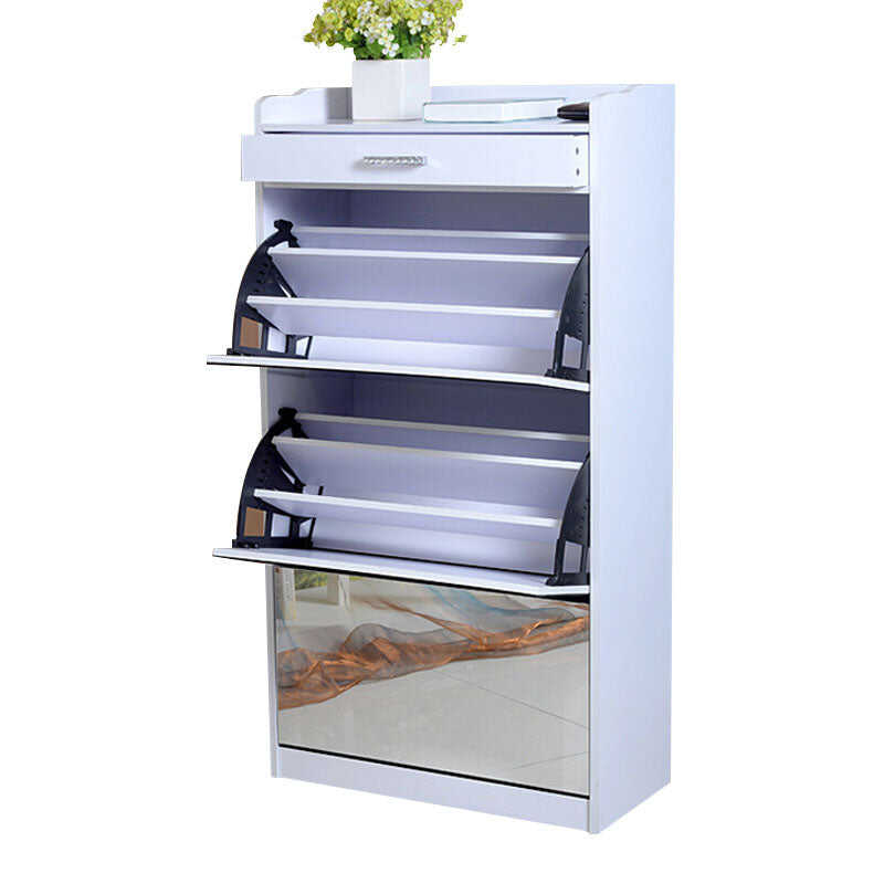 3 Tier Modern Shoe Cabinet with Mirror