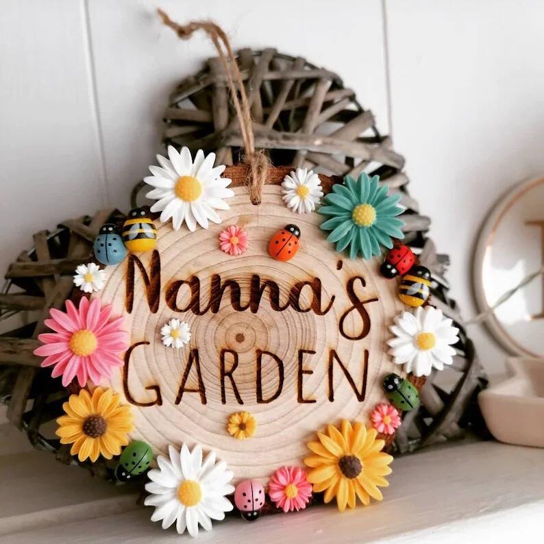 Garden Engraved Hanging Wooden Log Sign（×5）