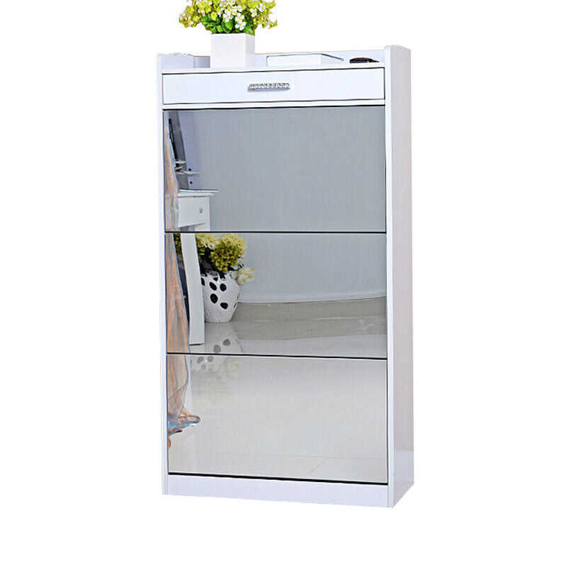 3 Tier Modern Shoe Cabinet with Mirror