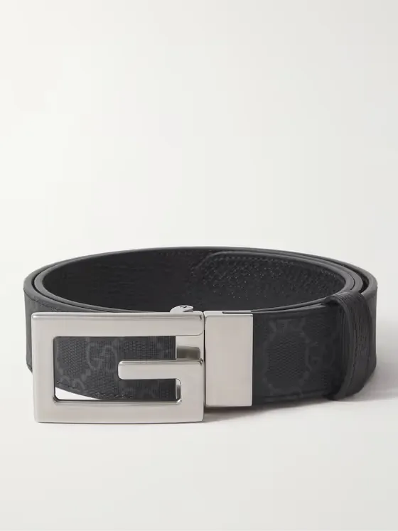 3.5cm Reversible Monogrammed Leather Belt