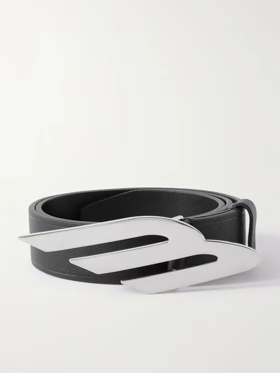 3.5cm Logo-Embellished Textured-Leather Belt