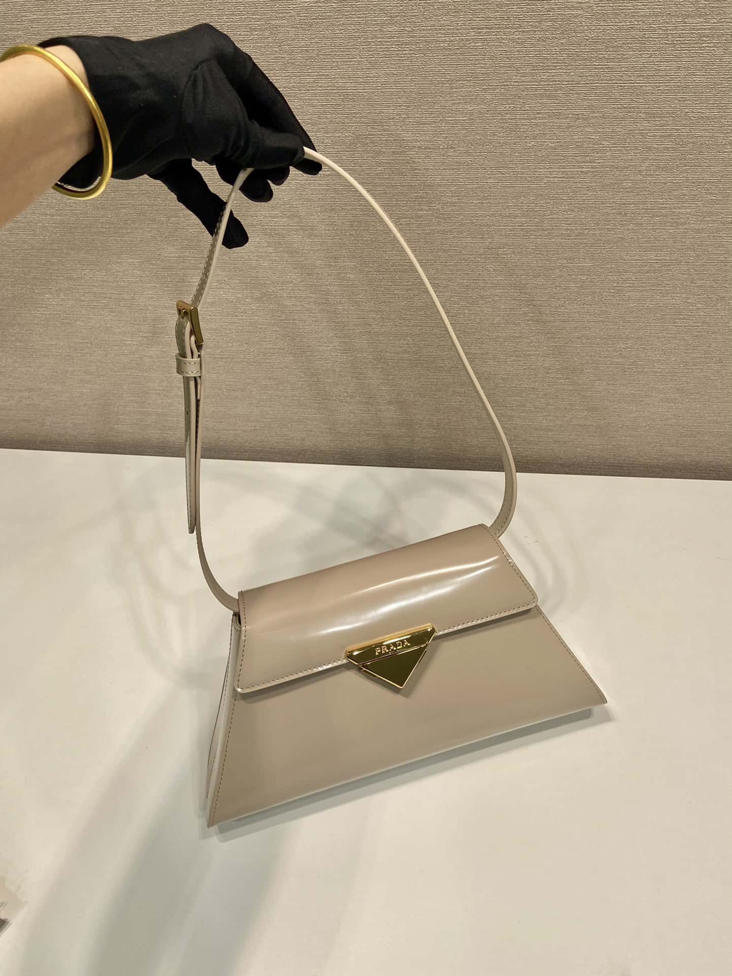 PRADA imported bright face calf leather shoulder bag