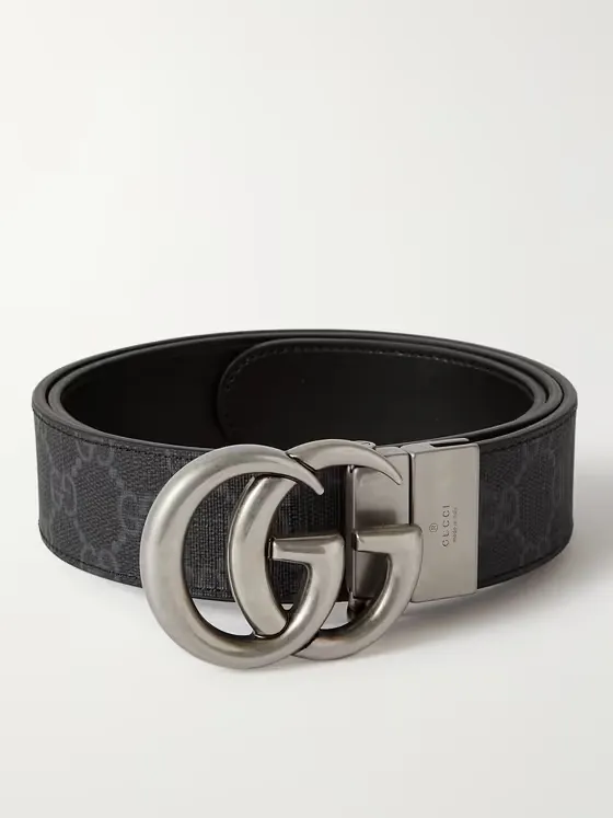 3cm Marmont Reversible Monogrammed Supreme Coated-Canvas Belt
