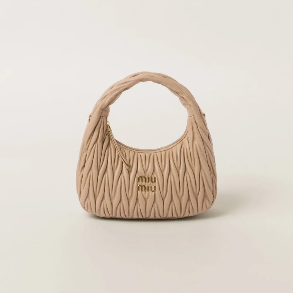 Wander matelassé nappa leather hobo bag 18cm