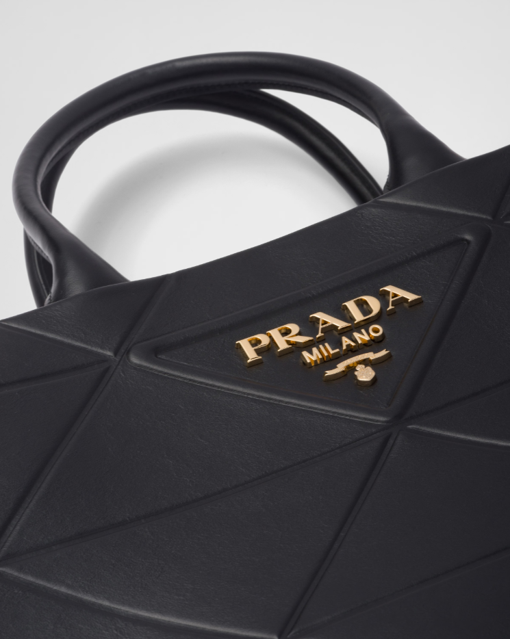 Prada Medium leather Symbole bag with topstitching - Black