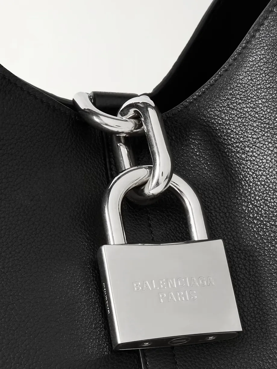 North-South medium embellished textured-leather tote