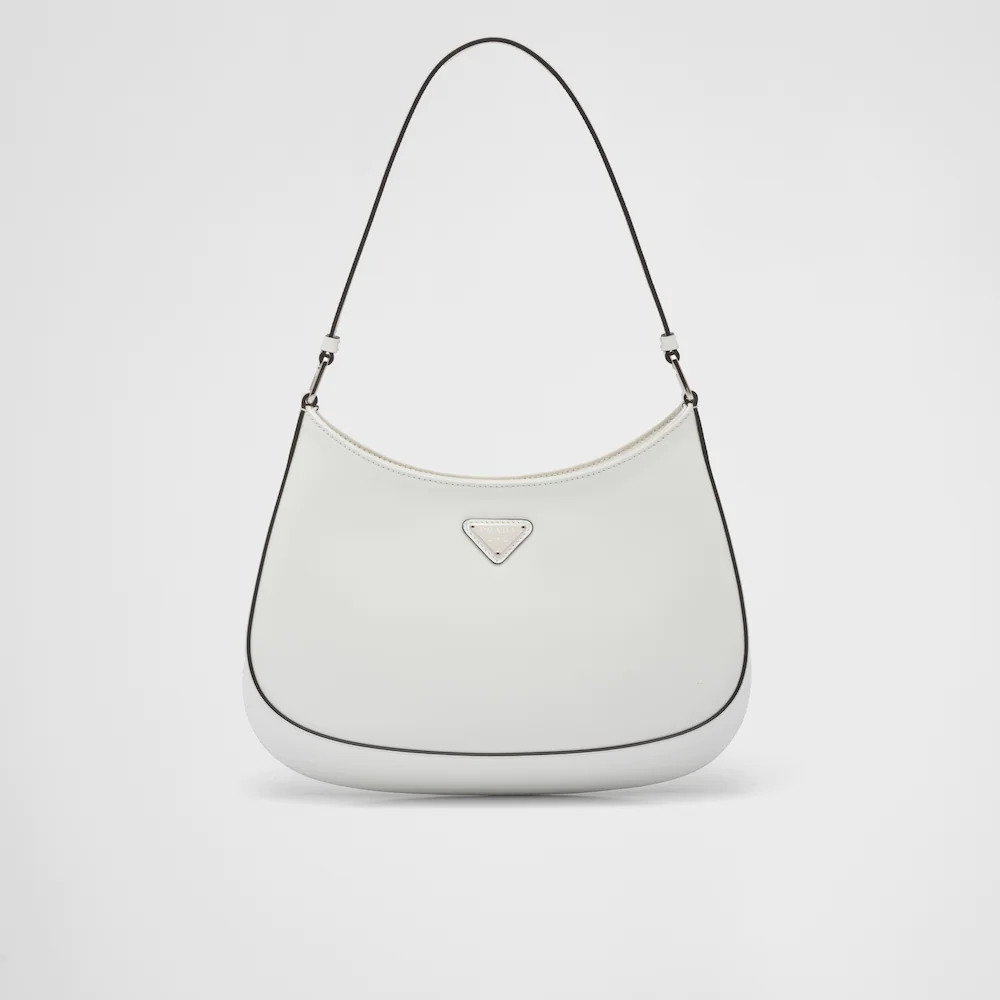 Prada Cleo brushed leather shoulder bag - White/Black