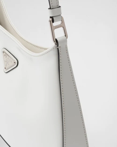 Prada Cleo brushed leather shoulder bag - White/Black