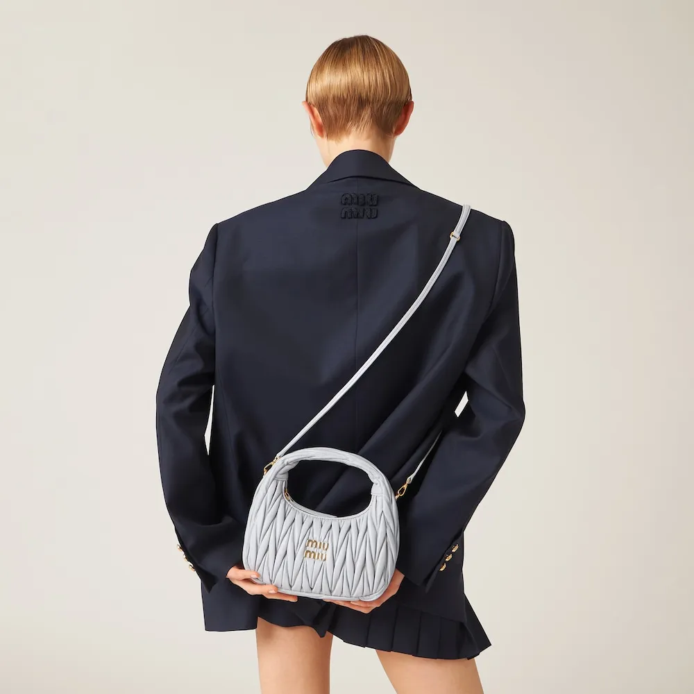 Wander matelassé nappa leather mini hobo bag