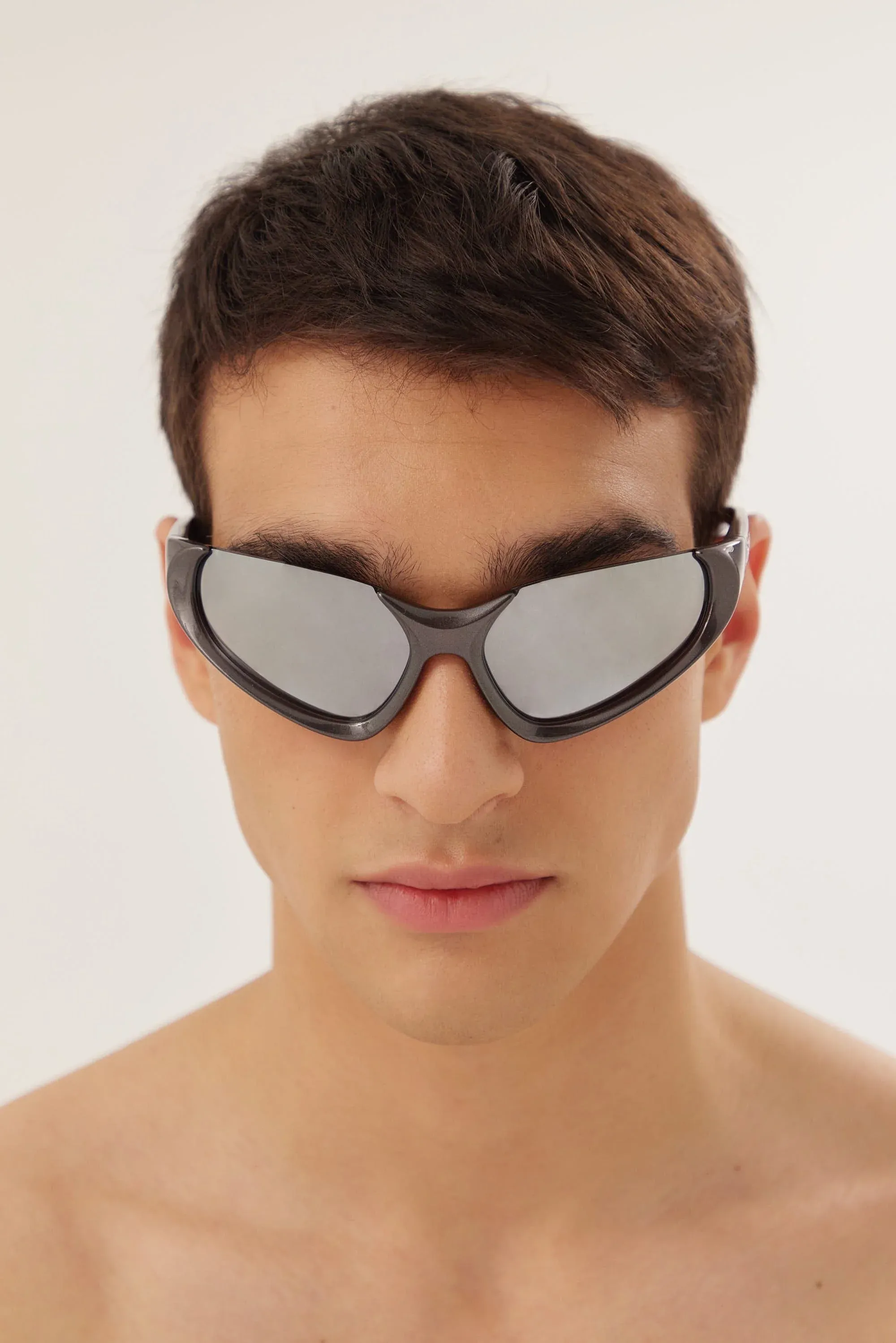 Balenciaga Xpander silver BB0202s-002 wrap around sunglasses