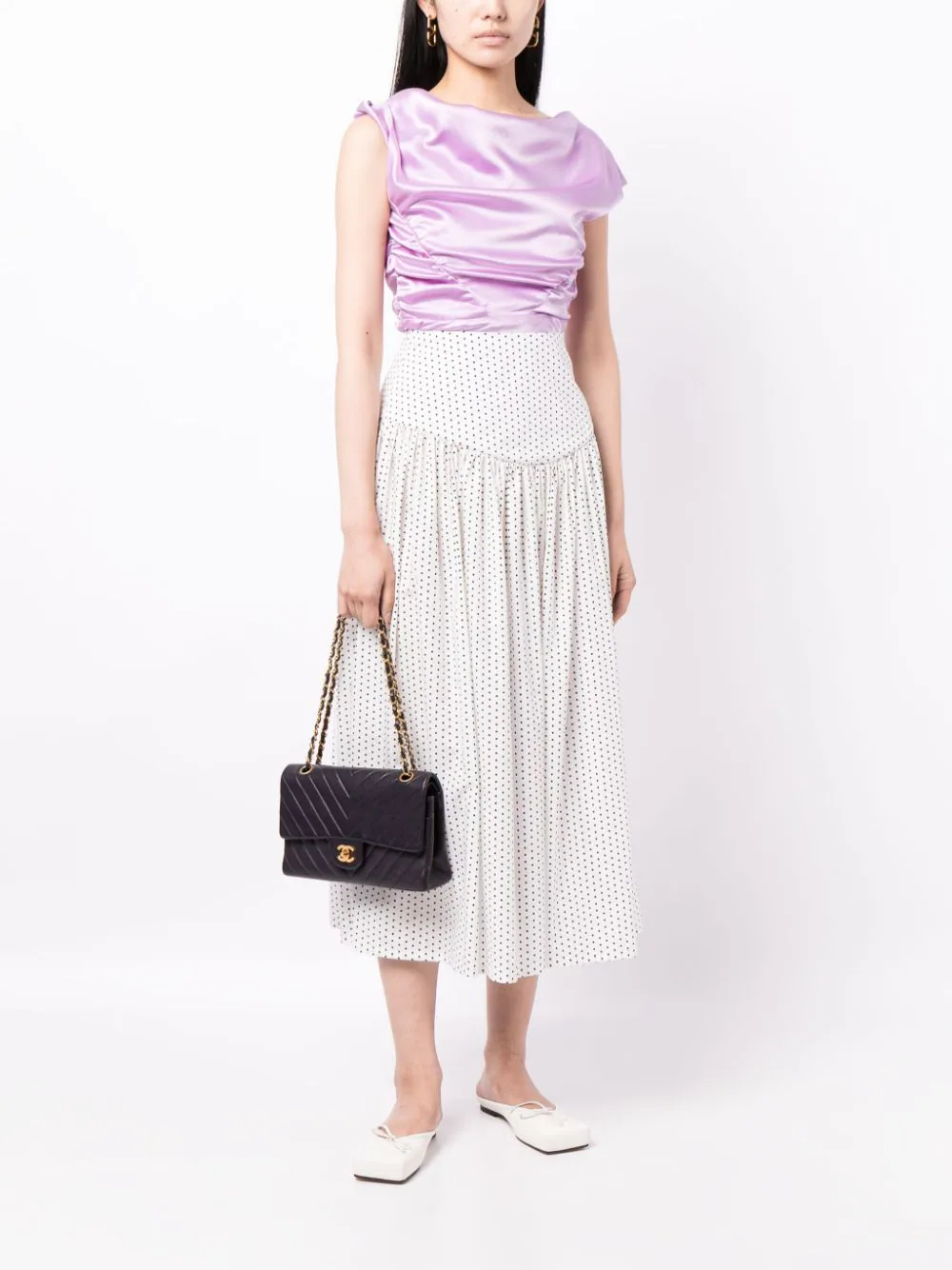 medium V-stitch Double Flap shoulder bag