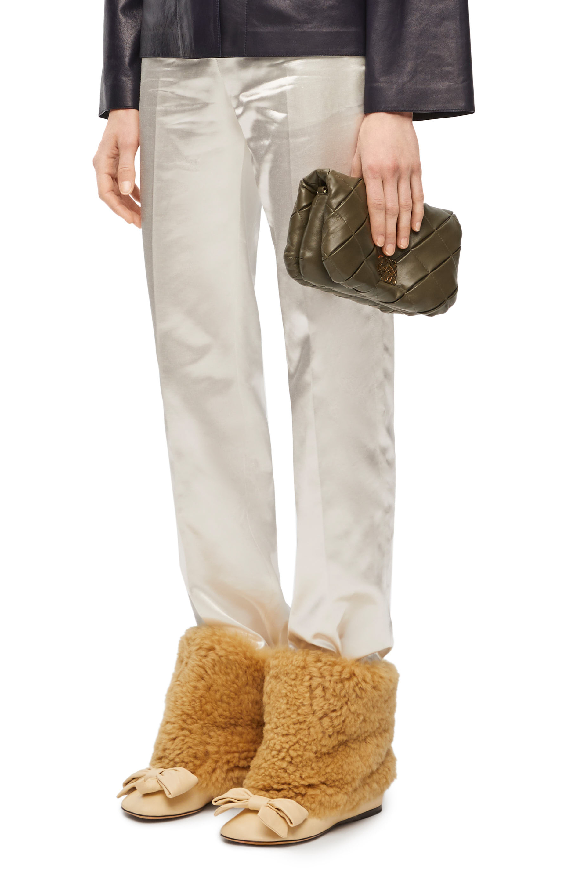 Mini Puffer Goya in pleated shiny nappa lambskin