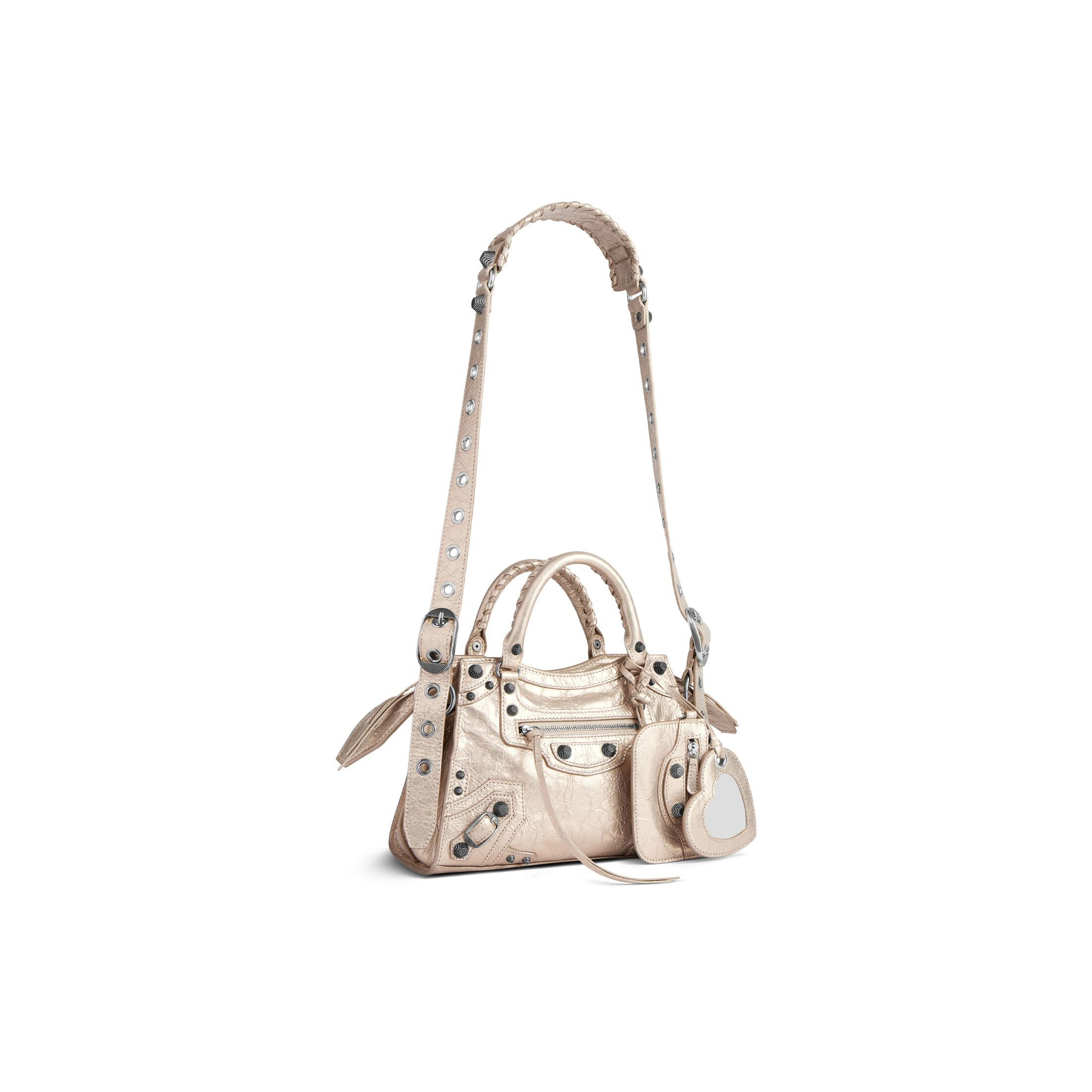 WOMEN'S NEO CAGOLE XS HANDBAG METALLIZED IN BEIGE