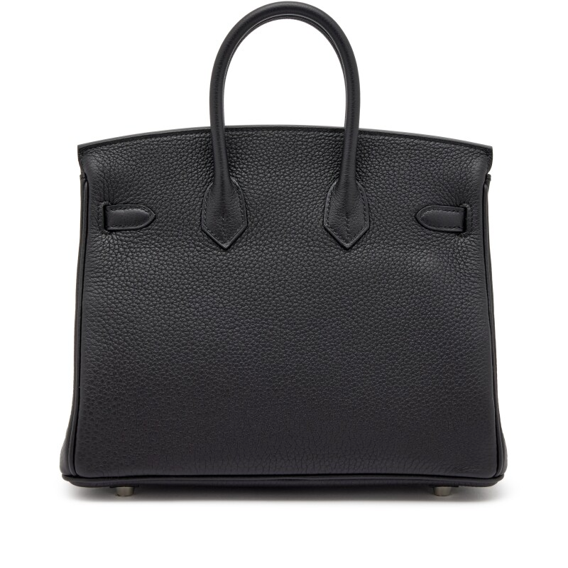 Black Togo Birkin 25 Palladium Hardware